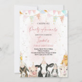 Invitation Appel modifiable à tous les animaux de fête Fille  (Devant)