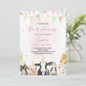 Invitation Appel modifiable à tous les animaux de fête Fille  (Debout devant)