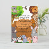 Invitation Appel modifiable à tous les animaux de fête Fille (Debout devant)