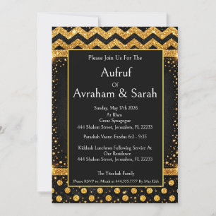Invitation Appel Or Juif Noir, Points Polka Rayures Glam