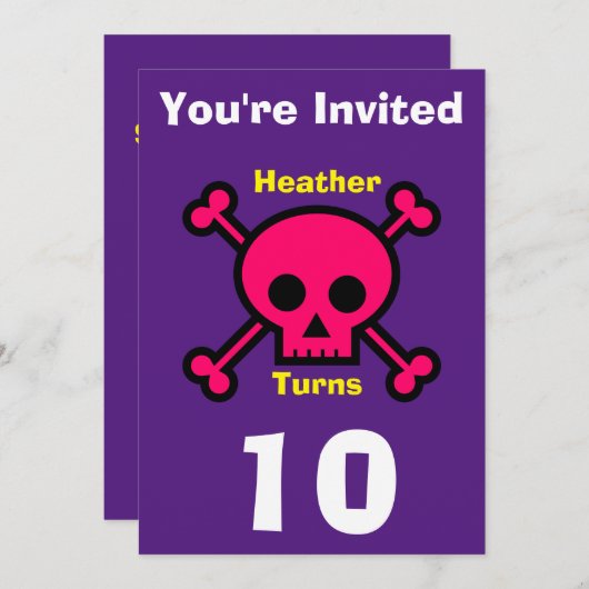 Invitation Appel personnalisé Crâne - Anniversaire-ajouter no (Devant / Derrière)