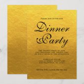 Invitation Appel Simple Chic Calligraphie Or Soirée de Dîner (Devant / Derrière)