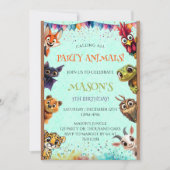 Invitation Appel Whimsical Tous les Animaux De Fête Anniversa (Devant)