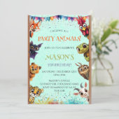 Invitation Appel Whimsical Tous les Animaux De Fête Anniversa (Debout devant)