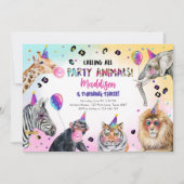 Invitation Appeler tous les animaux de fête Fille Safari Anni (Devant)