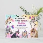 Invitation Appeler tous les animaux de fête Fille Safari Anni (Debout devant)