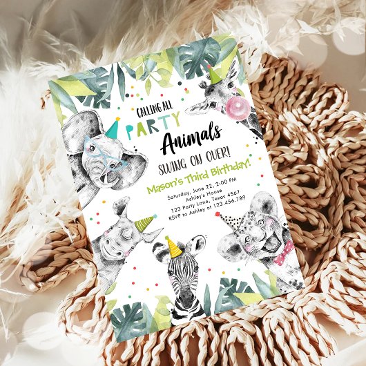Invitation Appeler Tous Les Animaux De Fête Garçon Safari Ann