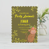 Invitation Appeler Tous Les Animaux De Fête Mignonne Singe An (Debout devant)