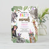 Invitation Appeler tous les animaux de fête Safari Anniversai (Debout devant)