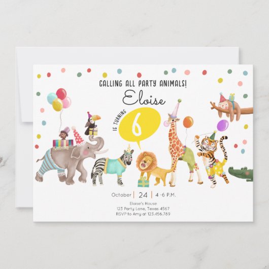 Invitation Appeler tous les animaux de fête Safari Garçon fil (Devant)