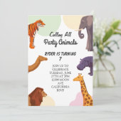Invitation Appeler tous les animaux de fête Safari Zoo Annive (Debout devant)