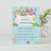 Invitation Appeler tous les animaux de fête Safari Zoo Annive (Debout devant)