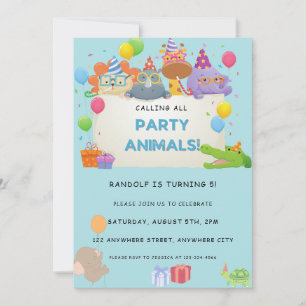 Invitation Appeler tous les animaux de fête Safari Zoo Annive