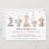 Invitation Appeler tous les animaux de fête simple fille anni (Devant)