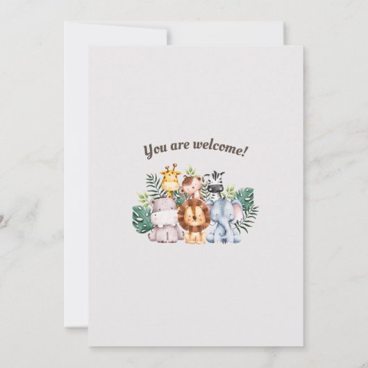 Invitation Appeler tous les animaux l Cute safari l 1e annive (Dos)