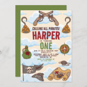 Invitation Appeler tous les pirates parle comme un anniversai (Devant / Derrière)