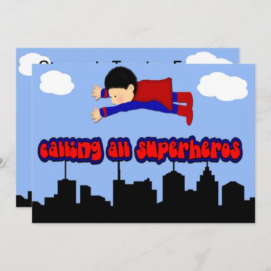 Invitation Appeler tous les super-héros (Devant / Derrière)
