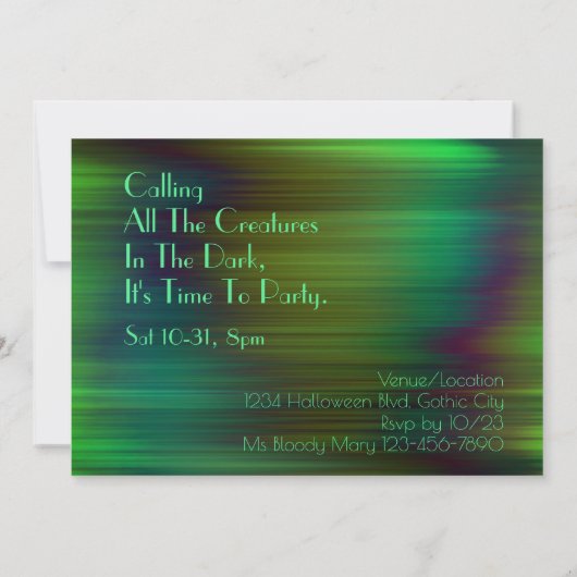 Invitation Appeler Toutes Les Créatures Dans L'Halloween Somb (Dos)