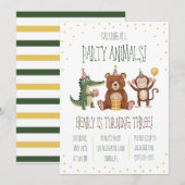 Invitation Appelle tous les animaux de fête ! Fête d'annivers (Devant / Derrière)