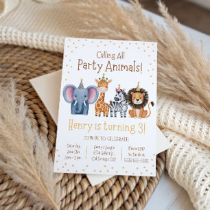 Invitation Appelle tous les animaux de fête ! Fête d'annivers
