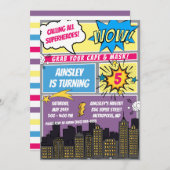 Invitation Appelle tous les super-héros ! Comics Anniversaire (Devant / Derrière)