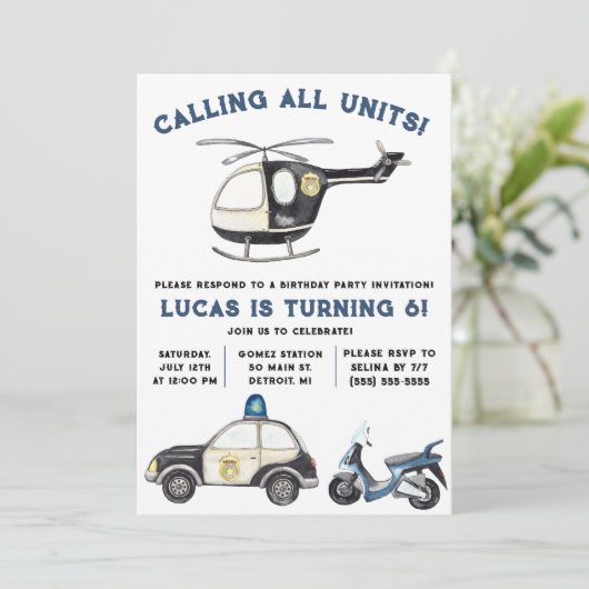 Invitation Appelle toutes les unités ! Fête d'anniversaire su (Debout devant)