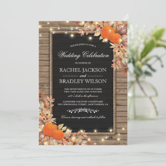 Invitation Appels Automne Rustique | Mariage Grange en Bois (Debout devant)
