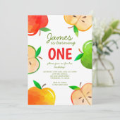 Invitation Apple 1er Anniversaire Bushel De Fun Anniversaire (Debout devant)