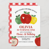 Invitation Apple Bushel de Fun 1er Anniversaire (Devant / Derrière)