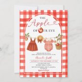 Invitation Apple Clothesline Fall Rustic En vichy Baby shower (Devant)