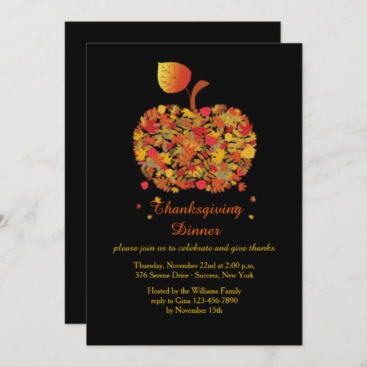 Invitation Apple d'automne (Devant / Derrière)