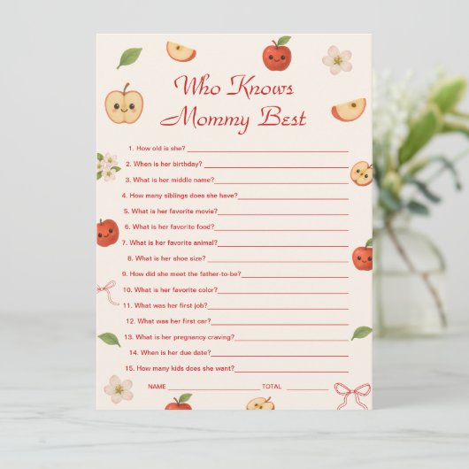 Invitation Apple de mon Baby shower oculaire qui connaît mama (Debout devant)