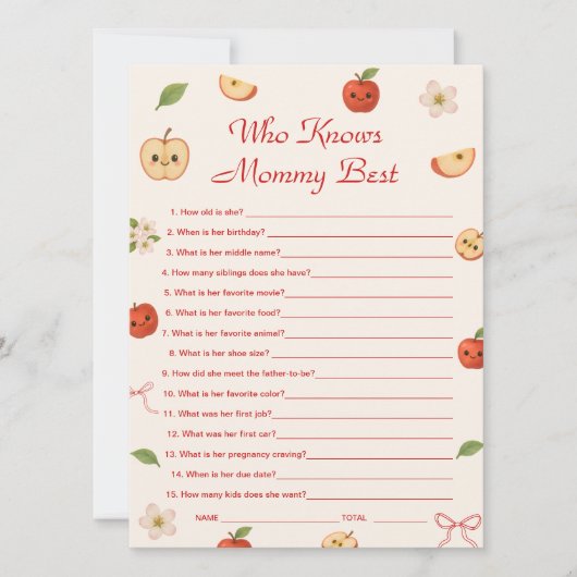Invitation Apple de mon Baby shower oculaire qui connaît mama (Devant)
