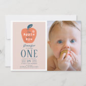 Invitation Apple de notre fille de l'oeil rose Photo 1er anni (Devant)