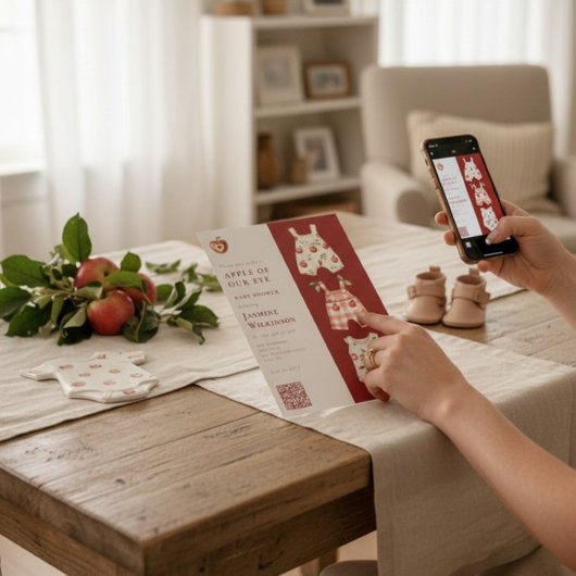 Invitation Apple de notre oeil aquarelle moderne code QR