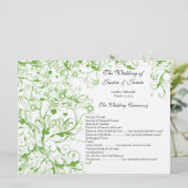 Invitation Apple Green Birds Swirl Ordre de service (Debout devant)