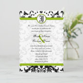 Invitation Apple Green Black Bubble Bee Mariage damassé Invit (Debout devant)