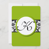 Invitation Apple Green Black Damask Wedding Invites Wide Band (Devant)