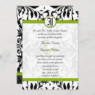Invitation Apple Green & Black Mariage damassé
