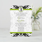 Invitation Apple Green & Black Mariage damassé (Debout devant)