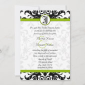 Invitation Apple Green & Black Mariage damassé (Devant)