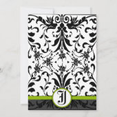 Invitation Apple Green & Black Mariage damassé (Dos)