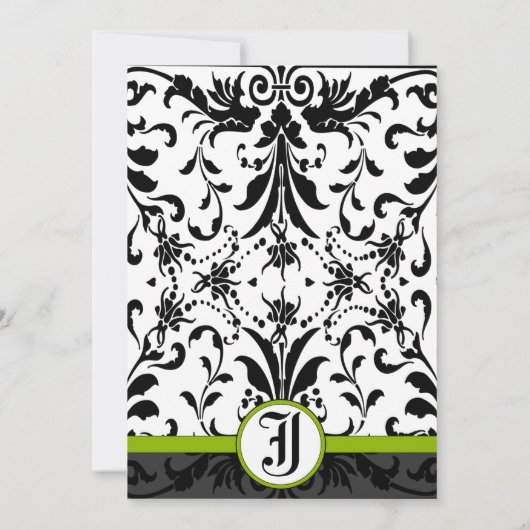 Invitation Apple Green & Black Mariage damassé (Dos)