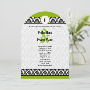 Invitation Apple Green & Black Mariage damassé