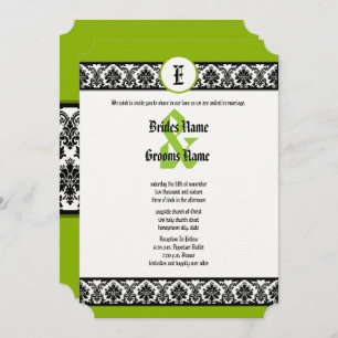 Invitation Apple Green & Black Mariage damassé