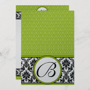 Invitation Apple Green & Black Mariage damassé