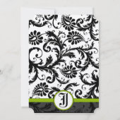 Invitation Apple Green Black Unique Mariage damassé Invitatio (Dos)