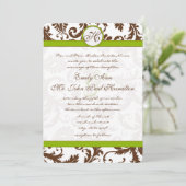 Invitation Apple Green & Brown Mariage damassé (Debout devant)