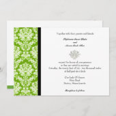 Invitation Apple Green Classic Mariage damassé (Devant / Derrière)