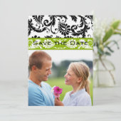 Invitation Apple Green Damask Swirls Wedding Save the Date (Debout devant)